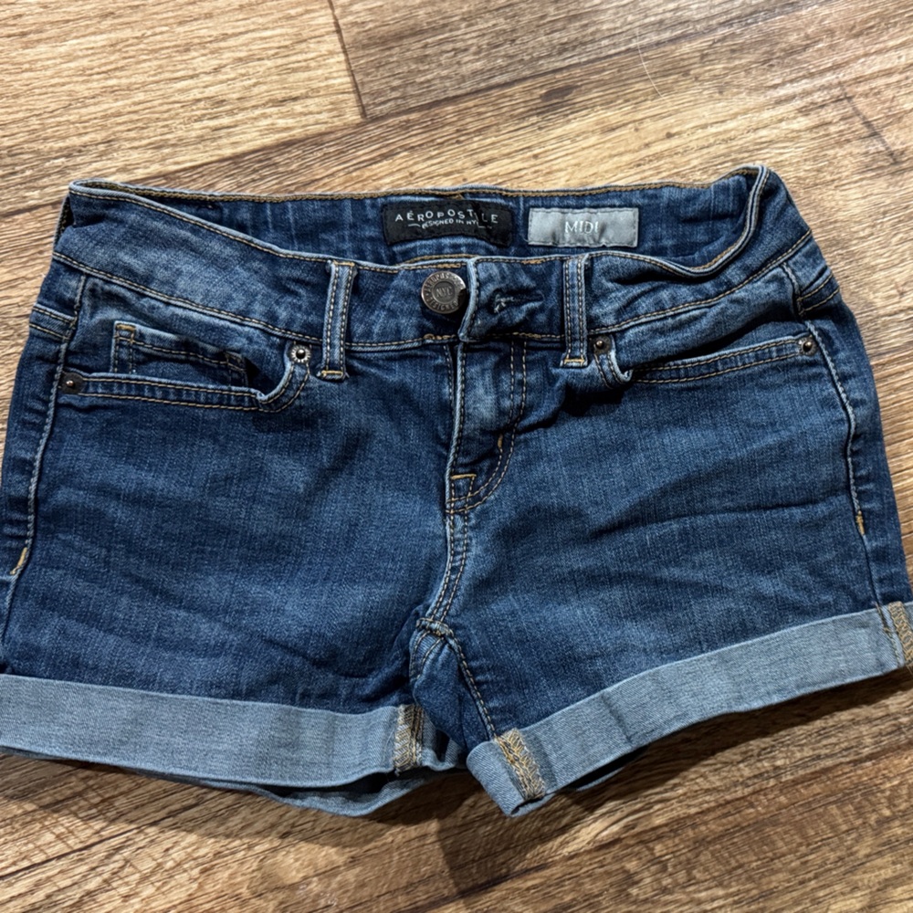 Aeropostale Dark MIDI Blue Denim Shorts